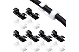 THETAG 40 Pcs Clips Câbles Adhésives, Yuanzi Clips Attache Câbles Autocollant pour Rangement Supprot Fils Electriques pour TV/Chargeur/Voiture/Bureau