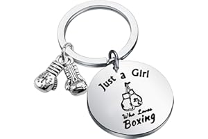 NOBRAND MYOSPARK Boxing Gift Just a Girl Who Loves Boxing Keychain Boxing Glove Keychain Boxing Lovers Gift Boxing Workout Gift Fitness Gift