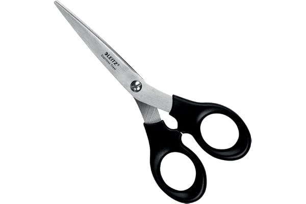 LEITZ - Ciseaux 185 mm en Acier Inoxydable, Ciseaux Gauchers & Droitiers, Paire de Ciseaux Multifonctions pour le Bureau & la Maison, 54240095