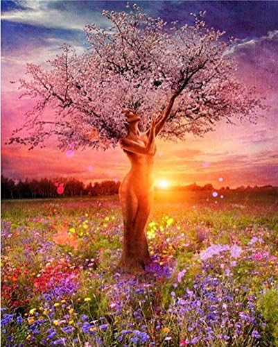 Wincy Shop EU Diy Digital Oil Painting Paint by Number Kits on Canvas - Beauty Tree (Framed)