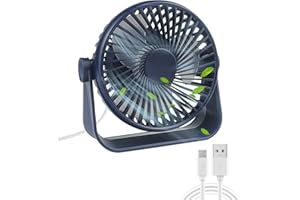 Maxesla USB Tischventilator, 4 Geschwindigkeiten, 360°-Drehung Mini, Luftstrom und Leise, Tragbarer persönlicher Ventilator für Büro, Schlafzimmer zu Hause, Reisen im Freien-Saphirblau