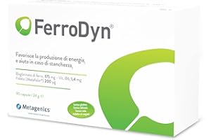 METAGENICS FerroDyn - Sostiene la Formazione dei Globuli Rossi e la Produzione di Energia - Utile in Caso di Affaticamento - 90 Capsule