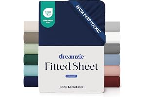 Dreamzie Lakan 180x200 Keps 35 cm för tjock madrass - 100% mikrofiber - Mörkblå, certifierad kemikaliefri (Oeko TEX), Lakan m