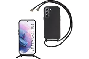 MBSLFY Silikon Handykette für Samsung Galaxy S21 Plus Necklace Hülle mit Band, Verstellbarer Halskette Handyhülle, Handyhülle für zum Umhängen, Case mit Schnur, Schwarz