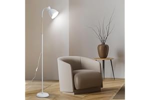 Amdelne Lampadaire sur Pied Salon 159cm, Lampe sur Pied en Métal E27 Max. 60W, Lampadaire Liseuse Industriel Rétro, Blanc Lampe de Lecture pour Salon, Chambre, Bureau (Sans Ampoules)