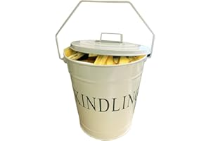 INGLENOOK Kindling Bucket With Lid Kindle Bucket Cream Bucket & Lid Extra Large