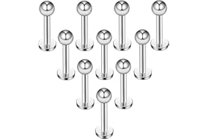 BRIANA WILLIAMS 10 pz 1.2mm Nero Titanio Anodizzato 316L Acciaio Chirurgico Labret Anello al Labbro/Trago/Helix/Cartilagine Orecchio Stud Bilanciere, 6-8mm Barretta Corpo Piercing Gioielli