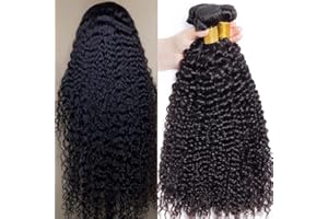 YLEGANT Brazilian Kinky Curly Hair Bundles For Women Virgin Human Hair Bundle Thick Curly Weave Bundles Natural Black Color Can By Dyed 3 Bundles Human Hair 300g 18 20 22 Inch