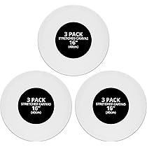 Set 3 Tele Per Dipingere Tonde - 40 Cm Diametro, Cotone, Per Acrilico E Olio, Pre-pronate - Foto 9