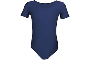 Aquarti Girls' Ballet Leotard Short Sleeve Dance Bodysuit