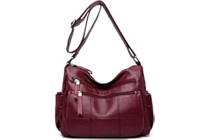 SACMILL Soft Ladies Leather Crossbody Bags Girls Lightweight Shoulder Handbags for Women Multi-Pocket with Adjustable Shoulder Strap