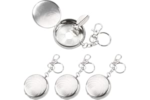 HUAYUE 4pcs Cenicero para Cigarrillos, Cenicero Portatil Cenicero Redondo con Tapa, Cenicero Acero Inoxidable con Llavero para Mujer y Hombre (5 * 1.6cm)