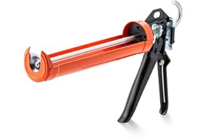 BATES CHOICE Bates- Caulking Gun, 12:1 Thrust Ratio, Black & Orange, Hand Caulking Guns, Silicone Gun, No Drip Caulk Gun