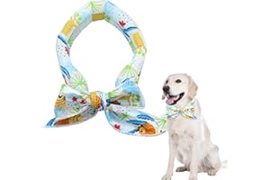 DIIWMME Bandana rafraîchissant pour chien et chat - Motif imprimé réglable - Serviette de glace pour animal domestique - Accessoires d'été pour l'entraînement de chasse en plein air (blanc)