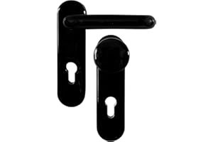 BUDDY4HOME HOUSE ACCESSOIRES Wechselgarnitur Profilzylinder Feuerschutz Kurzschild Verdeckschildbeschlag rund Kunststoff schwarz 9mm, Drückergarnitur Türdrücker Türbeschläge, FS, D/D, PZ, TS4066, rund, Paris/Boston