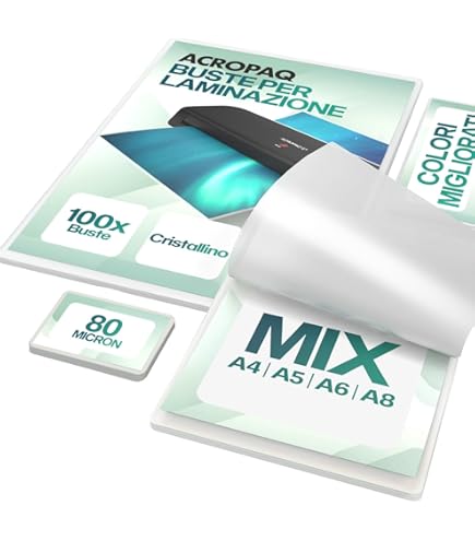 Kit Fogli Per Laminatrice HP - Formati A4, A5, A6 E Biglietti Da Visita, 80 Micron, 100 Fogli Totali - Foto 4