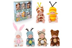 Lotvic Mini Reborn Dolls, 6 Pcs Sleeping Rebirth Dolls with Clothes, Miniature Reborn Doll Toys, Washable Lifelike Newborn Baby Doll, Realistic Small Baby Dolls for Girls Boys Toddlers and Kids Gift