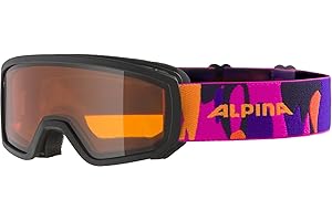 ALPINA Unisex - Dzieci, PINEY Gogle narciarskie, black-pink matt, One Size