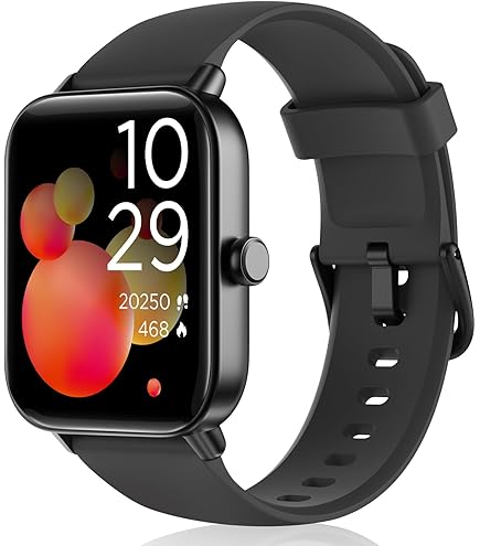 Blueshaweu Coque Compatible Avec Aeac ID208BT Smartwatch,Dur PC Matériel Coque,Ultra Mince Verre Trempé Écran Case Pour ENOMIR 208/Tensky Id208bt/Gydom ID208/Aeac ID208 Smartwatch (Noir+Transparent