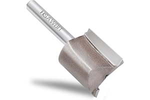hsawbit Straight 2-Flute Router Cutter, 1/4 Inch Shank, 25mm Cut Diameter & Length, Flush Trim Router Bit for Woodworking