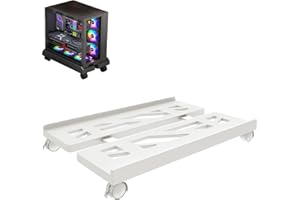 Ruikcoll soporte pc bajo mesasoporte pc bajo mesa, universal para CPU con cuatro ruedas,soporte torre ordenador, escritorio para ordenador,blanco