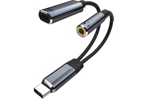 IVIVTOR USB-C Hörlursladdnings Splitter – 2 i 1 100W Snabbladdning och 3.5 mm Ljudadapter för Typ-C-Telefoner
