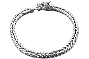 Kuzzoi Męska bransoletka z artystycznym zapięciem w kształcie głowy smoka, srebro wysokiej próby 925 – 232095, 21, Srebro szterlingowe, Bez kamienia