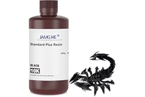 3D Printer Resin, JAMG HE 405nm High Precision & Low Shrinkage 3D Printing Standard UV Photopolymer Resin Suitable for 2K/4K/6K/8K/12K LCD Printers(1000g, Black)
