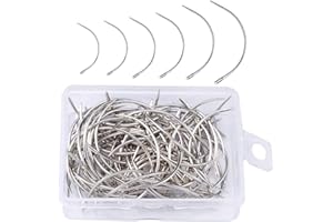 DIPEER 120 PCS Curved Needle Set, 6 Sizes Curved Sewing Needle, Curved Needles, C Wig Pin for Wig Making DIY and Hand Sewing Upholstery Carpet Leather Canvas Repair