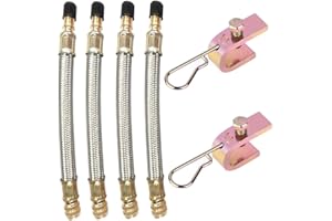 Ianulus Valve Extension, 4 Pieces Tyre Valve Extenders Adapter, Extension Tire Valve Adaptor with 2 Clamps for Heavy Vehicle Tire Wheel Like Camper, Truck, Bus, Rv Car, Trailer (18cm/7.08inch)