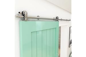 WOLFBIRD 6FT/183CM Barn Door Hardware Sliding Kit Stainless Steel for Single Wood Door Heavy Duty (T Shape Hanger)