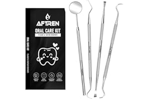 AFTREN Igiene Dentale Kit per Placca e Tartaro Rimozione Sbiancamento Denti kit con specchietto dentista Pulizia Denti Tartaro Ablatore Kit per Cura Orale Domestico Rimozione Tartaro 4p Set