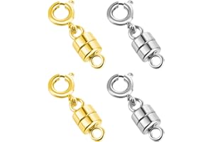 ASTER 4 Pack Magnetic Necklace Clasps and Closures Magnetic Jewelry Clasps Connector Locking Magnetic Jewelry Clasp for Jewelry Bracelet Necklace Making (2CM Gold&Silver)
