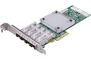 10GTEK 1000Mbps PCI-E NIC Gigabit Ethernet Converged Network Card with Intel I350-AM4 Chipset | Ethernet Server Network Adapter | Quad SFP Port | PCIE 2.0 X4 | Compare to Intel I350-F4