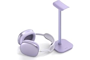 Doenci - Supporto per cuffie (viola) per tutte le cuffie Bluetooth Over Ear, supporto universale per cuffie con base ponderata + tubo in alluminio, supporto per cuffie da gioco