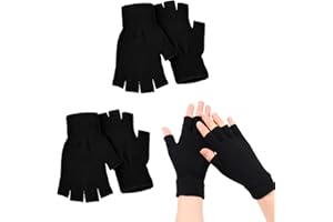 ZOCONE 2/4 Paia Guanti Senza Dita, Guanto Invernali Guanti Mezze Dita Lavorati a Maglia Guanto Senza Dita per Lavorati per Uomo Donna Caldi Elasticizzati Guante Senze Dite per Adulti Bambini