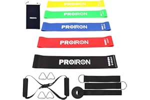PROIRON Bande Elastique Fitness,Elastique Sport,Bande de Resistance Musculation,Lot de 5,Latex Naturel,5 Niveaux de Force,Sacde Rangement Inclus