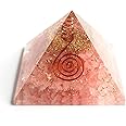 REBUY Quartz Orgone Pyramid Orgonite Crystal Healing Stone for Home and Office Decor (40mm, Rose)