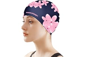 FUNOWN Badekappe, Damen-Badekappe, weiche Silikon-Badekappen für langes Haar, rutschfeste Badekappen, wasserdichte Badekappen für Damen, Jugendliche, Erwachsene