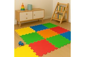 MOOKIE Activo Foam Play Mat 9pcs 29CM x 29CM Large Interlocking Foam Mat for Babies, Toddlers and Kids, Interlocking Soft Play Tiles for Baby Play Room