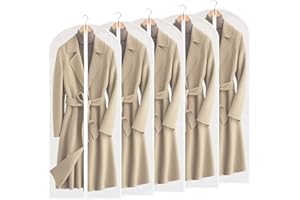 SHUOHONG 5 Pièces Housse Vetements à Suspendre à Fermeture Éclair, 60 x 140 cm Housse Costume Homme, Translucide Housse Portant Vetement, Housse Penderie pour Rangement Vetement (D)