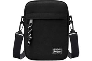 DUGEHO Umhängetasche Herren Klein, Schultertasche zum Umhängen, Wasserdichte Reißverschluss Handy für Freizeit Urlaub Ausflug Spaziergang und Wandern(Schwarz)