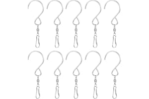 GEEHUA Lot de 10 clips à double crochet rotatifs en acier inoxydable pour spinner, chaussettes à vent, décorations d'extérieur, mangeoires à oiseaux, drapeaux, accessoires de fête