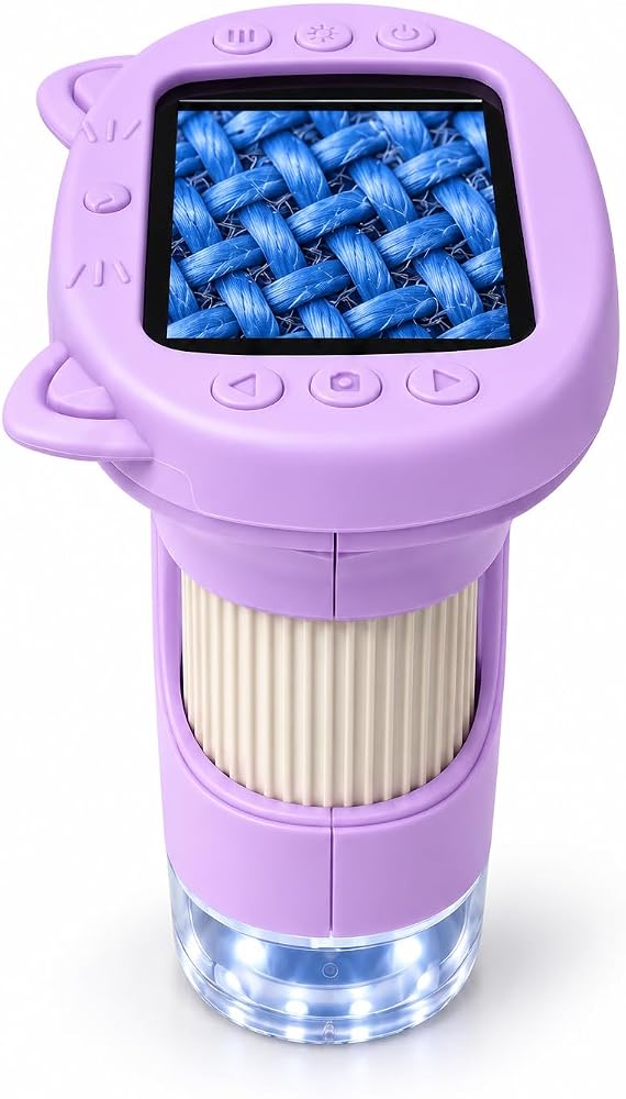 4Berry Taşınabilir Dijital Mikroskop 1000x, 2.4 İnç IPS Ekran, 8 LED (Mor)