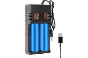 GCNWW 18650 Battery Charger Practical Universal Fast Dual Charge 3.7V Li-Ion Battery Charger with LED Indicator and USB Cable for 18650 26650 18500 18490 17670 17500
