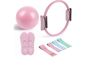 Generisch Pilates Essential Kit - Portable Fitness Equipment - with Toning Pilates Ring & Long Resistance Bands & Loop Bands & Soft Pilates Ball & Grip Socks, Yoga Set für Zuhause