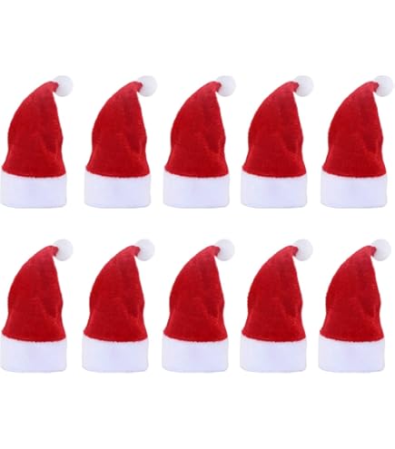 Süße Mini-Strickmütze Mit Schal Set - Rote Weihnachtsaccessoires Für Puppen & DIY Deko