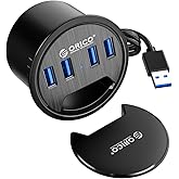 ORICO USB Table Hub Table Cable Grommet, 4 x USB 3.0 Ports 4.9 Foot Extension Cable for Diameter 60 mm Hole, Desktop Cable Gu