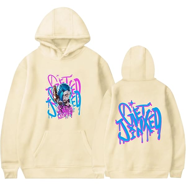 Sweat à Capuche Arcane Jinx - Design Triangle Rose/bleu Sur Fond Noir - Coupe Ample - Taille XS à XXXL