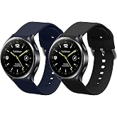 kwmobile Bracelet Compatible with Xiaomi Watch 2 / OPPO Watch X/Oneplus 2 Strap &ndash; 2 x Flexible Silicone Straps &ndash; Adjustable S